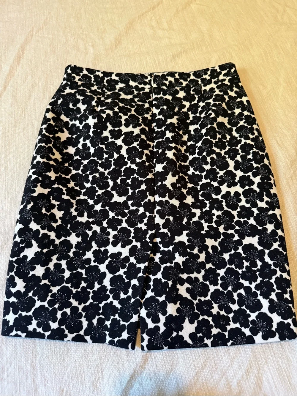J. Crew Black and White Floral Lace-Effect Pencil Skirt